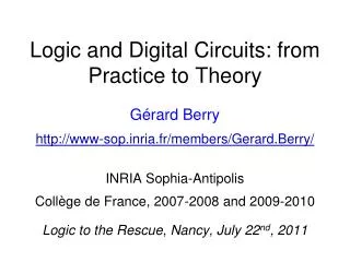 Logic and Digital Circuits: from Practice to Theory