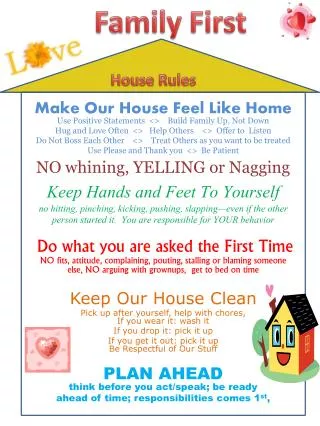 Make Our House Feel Like Home Use Positive Statements &lt;&gt; Build Family Up, Not Down