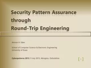 Security Pattern Assurance through Round-Trip Engineering