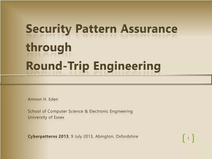 security pattern assurance through round trip engineering