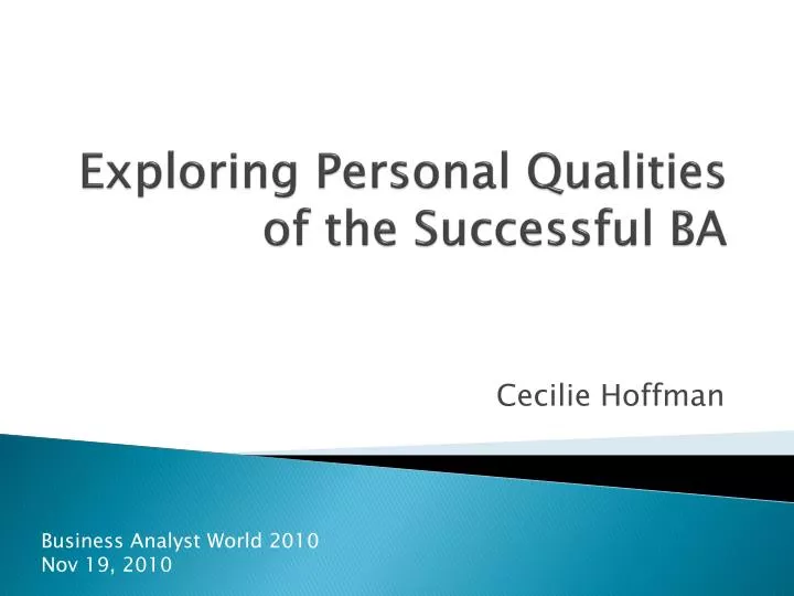 exploring personal qualities of the successful ba