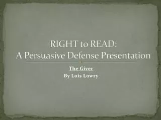 RIGHT to READ: A Persuasive Defense Presentation