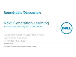 Next-Generation Learning Personalized Learning and 1:1 Readiness