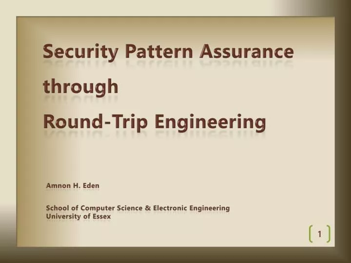 security pattern assurance through round trip engineering