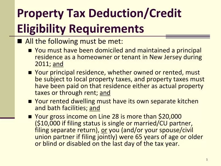 property tax deduction credit eligibility requirements