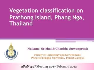 Vegetation classification on Prathong Island, Phang Nga , Thailand