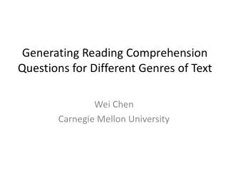 Generating Reading Comprehension Questions for Different Genres of Text