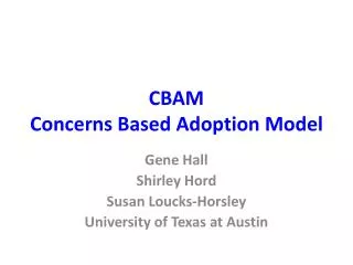 CBAM Concerns Based Adoption Model