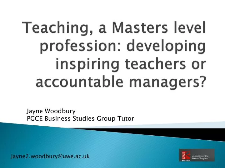 teaching a masters level profession developing inspiring teachers or accountable managers