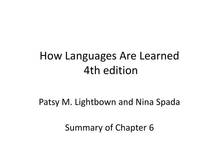 how languages are learned 4th edition