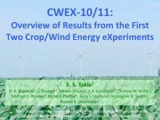 CWEX-10/11: Overview of Results from the First Two Crop/Wind Energy eXperiments