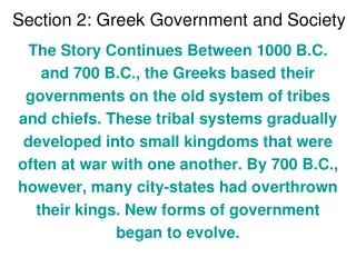 Section 2: Greek Government and Society