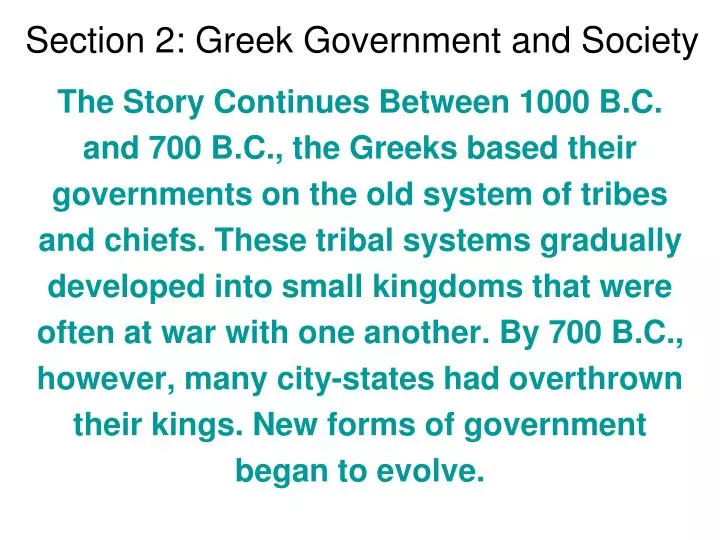 section 2 greek government and society