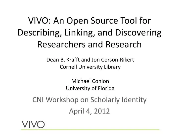 vivo an open source tool for describing linking and discovering researchers and research