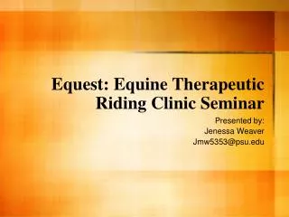 Equest: Equine Therapeutic Riding Clinic Seminar