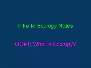 intro to ecology notes