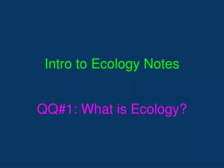 intro to ecology notes