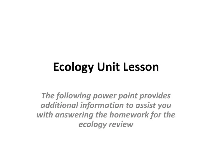 ecology unit lesson