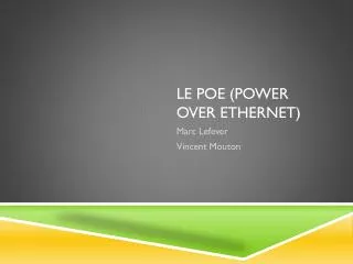 le poe power over ethernet