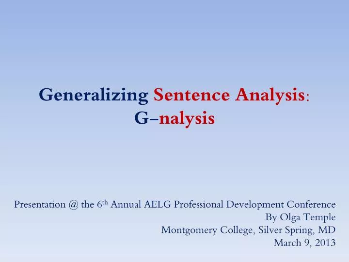 generalizing sentence analysis g nalysis