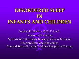 disordered sleep in infants and children