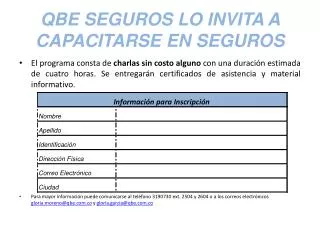 QBE SEGUROS LO INVITA A CAPACITARSE EN SEGUROS