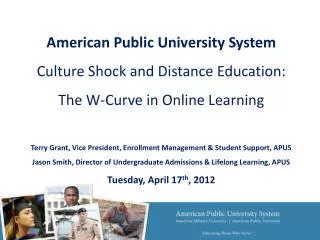 American Public University System Culture Shock and Distance Education: