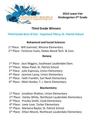 Third Grade Winners