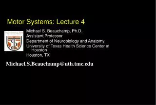 Motor Systems: Lecture 4