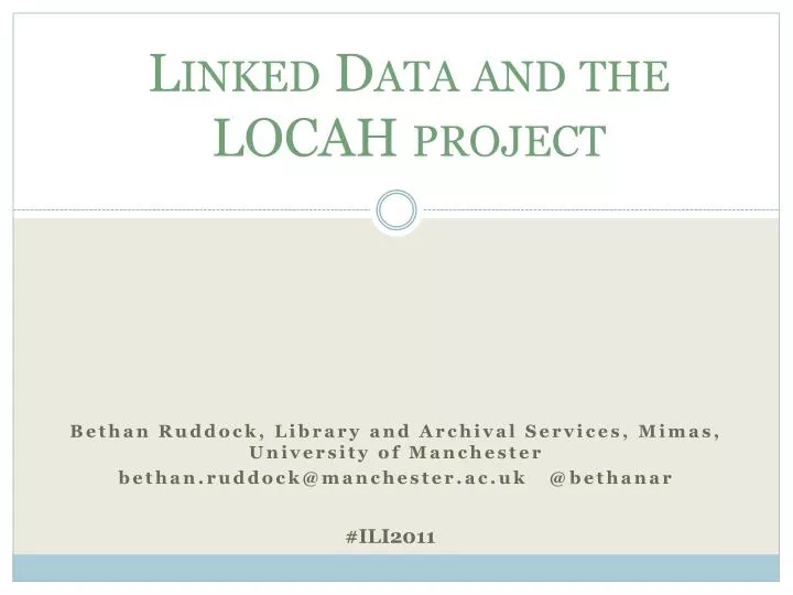 linked data and the locah project