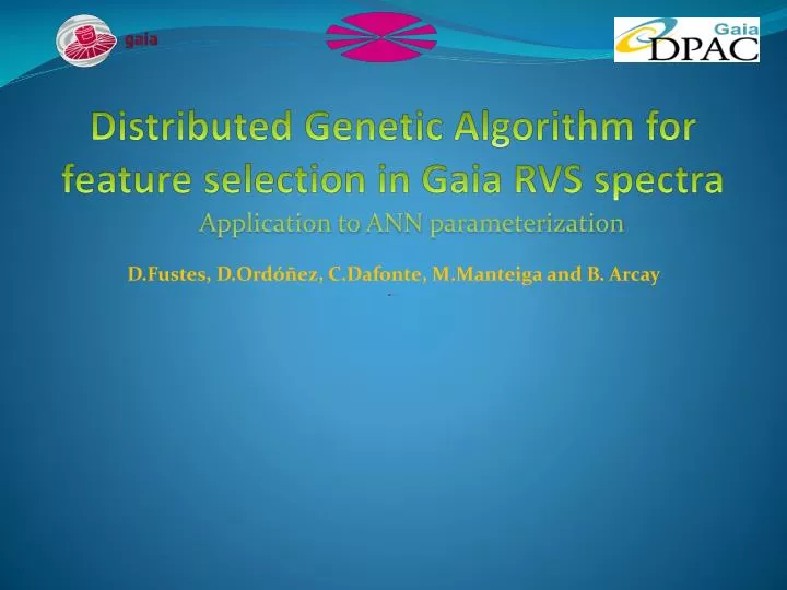 distributed genetic algorithm for feature selection in gaia rvs spectra