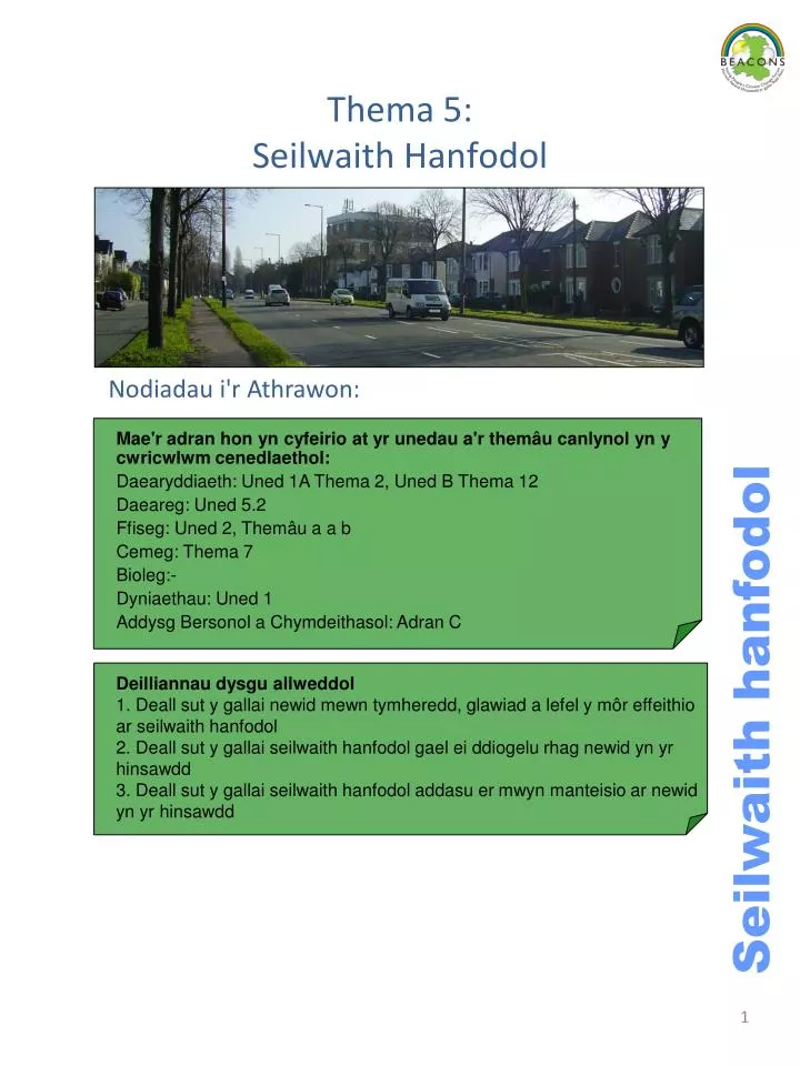 thema 5 seilwaith hanfodol