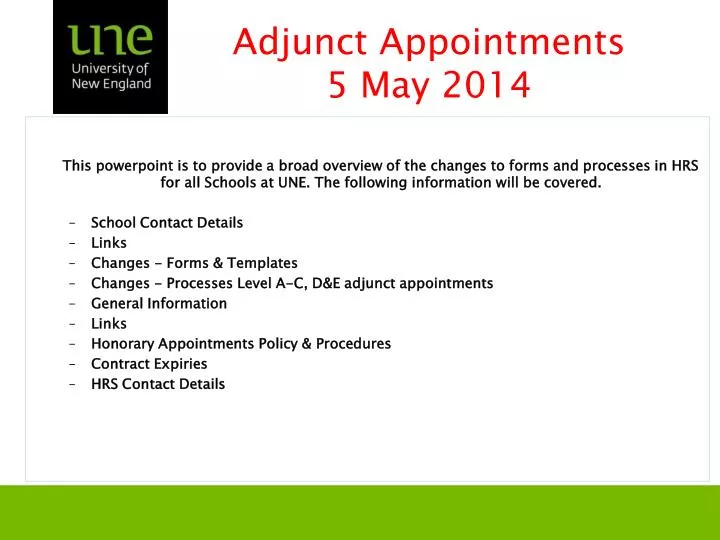 adjunct appointments 5 may 2014