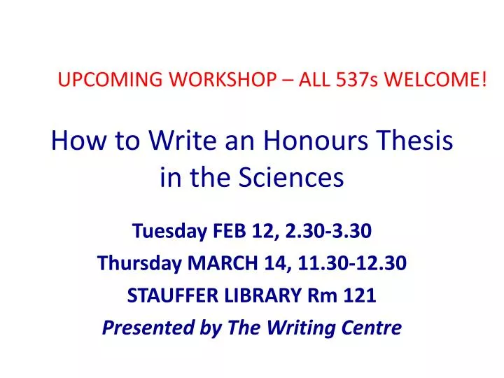 how to write an honours thesis in the sciences