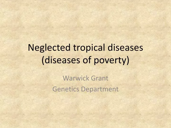 neglected tropical diseases diseases of poverty
