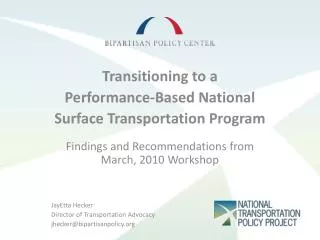 Transitioning to a Performance-Based National Surface Transportation Program