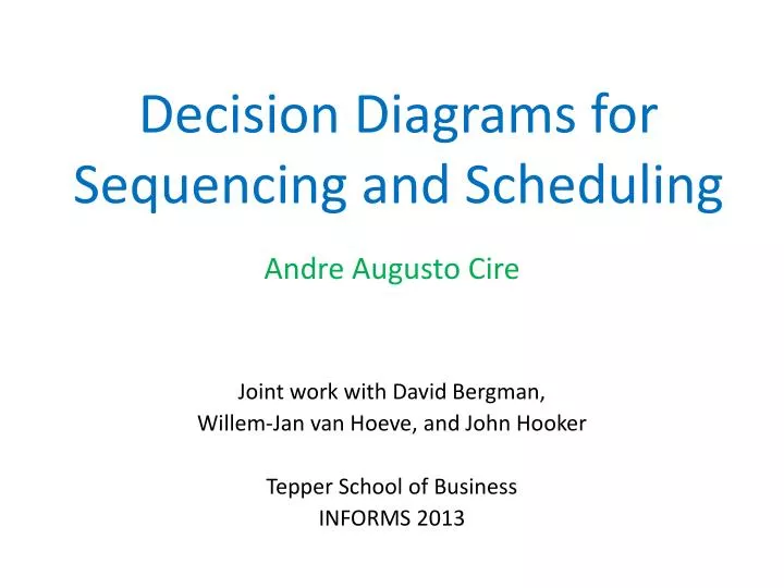 decision diagrams for sequencing and scheduling