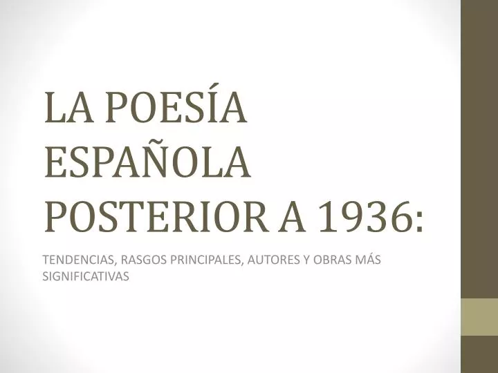 la poes a espa ola posterior a 1936