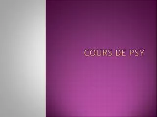 cours de psy