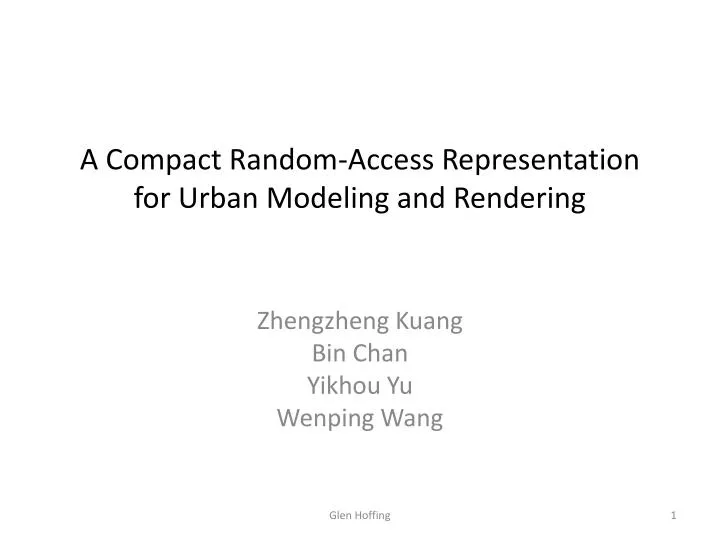 a compact random access representation for urban modeling and rendering