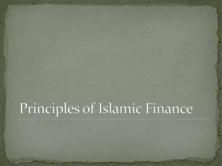 principles of islamic finance