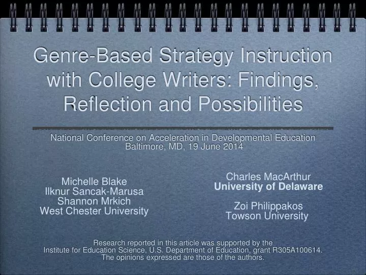 genre based strategy instruction with college writers findings reflection and possibilities