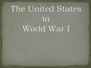 The United States in World War I