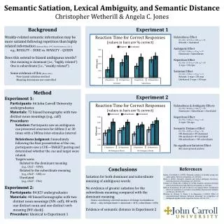 Semantic Satiation, Lexical Ambiguity , and Semantic Distance