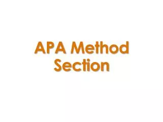 APA Method Section