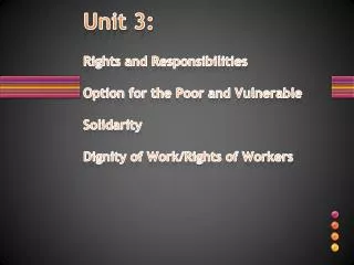 Unit 3: Option for the Poor and Vulnerable