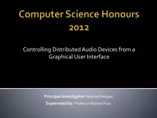 Computer Science Honours 2012