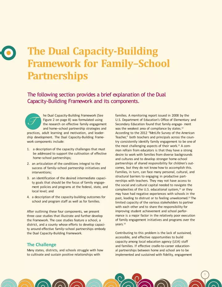 the dual capacity building f r am e w ork for f amily school p artne r ships