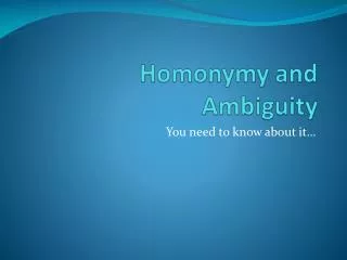 homonymy and ambiguity