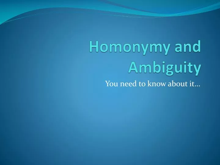 homonymy and ambiguity